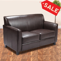 Flash Furniture HERCULES Diplomat Series Brown Leather Love Seat BT-827-2-BN-GG